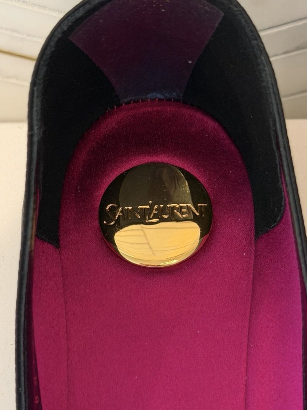 NIB Saint Laurent Lou Satin Ballet Flat Black Womens Size 40+ US 10.5 $830 - Picture 3 of 10